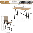 Sophia & William Outdoor Bar Set, Patio Bar Table and Chairs Set, Bar Height Patio Set - 4 x Swivel Bar Chairs(Brown), 1 x Rectangular Bar Table(Wood-Like) by CozyNest Decor