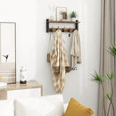 Homode Wall Hooks with Shelf, Wood Coat Rack with Shelf Wall-Mounted, Entryway Hanging Shelves with 5 Metal Hooks for Clothes Hats Towel Purse Robes, Bathroom Mudroom Bedroom, Rustic Brown Black by CozyNest Decor