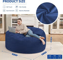 4FT Bean Bag Chair, Large Bean Bag Chairs with Memory Foam Filled, Fluffy Beanbag Sofa with Dutch Velvet Cover, Round BeanBag Chairs for Living Room, Playroom - Blue by TinyTreasures Baby Boutique