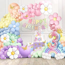 Daisy 219Pcs Balloons Garland Kit with Number 3 Balloon, Banner, Cake Topper, Rainbow Birthday Party Decorations for 3 Year Old Girl by TinyTreasures Baby Boutique