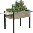Raised Garden Bed, Metal Leg Wood Planter Boxes with Folding Storage Shelf,Elevated Planter Box for Growing Fresh Herbs, Vegetables, Flowers Great for Outdoor Patio, Deck, Balcony（Gray） by GreenHaven Gardens