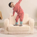 Kids Chairs for Toddler, 2-in-1 Toddler Soft Sherpa Couch Fold Out, Convertible Sofa to Lounger for Girls and Boys, Cream by CozyNest Decor
