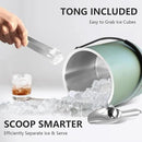 3L Ice Bucket with Silicone Lid, Scoop, Tongs & Strainer, Stainless Steel Double Wall Insulated Ice Buckets for Parties & Cocktail Bar, Outdoor Champagne Ice Container Bin, Dusty Green by CozyNest Decor