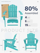 KINGYES HDPE Adirondack Chair, Classic for Patio Garden, Fire Pit, Backyard & Lawn Furniture, Easy Maintenance All Weather Adult Size Adirondack Chair, Crystal Blue by GreenHaven Gardens