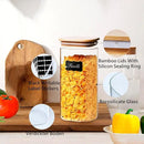 Square Glass Jars Canister with Wood Lid 50 FL OZ [Set of 3], Container Jar with Sealing, Lids for Oat Pasta Flour Cereal Rice Sugar Tea Coffee Beans, Best for Kitchen & Pantry by CozyNest Decor