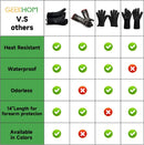 GEEKHOM BBQ Gloves X-Large, Heat Resistant Kitchen Silicone Oven Mitts, Waterproof Oven Gloves, BBQ Grill Accessories for Baking, Fryer, Smoker, Weber, Pizza, Microwave, Non-Slip, Black by GreenHaven Gardens
