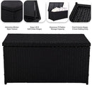 Outdoor 70 Gallon Wicker Storage Box with Waterproof Liner, Patio PE Rattan Storage Container for Outside, Deck Box with Hinged Lid for Cushions, Pillows, Towels, Horizontal Bin, Black by GreenHaven Gardens