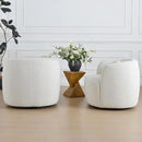 KINWELL 34" Wide Sherpa Swivel Barrel Chairs Set of 2, No Assembly Round Boucle Upholstered Accent Chairs Armchairs Single Sofa Chair with Toss Pillow for Living Room and Bedroom, Beige by CozyNest Decor