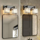 Modern Bathroom Vanity Light 2-Lights Black Crystal Bathroom Wall Light Vanity Light Fixtures，12.59-inch Modern Minimalist Design by CozyNest Decor