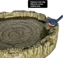 SunJet 24.4 Inch Heigh Wood-Look Concrete Bird Bath with Decorative Faux Bird – birdbath Rustic & Long-Lasting Design, Enhances Garden, Patio, Yard, Lawn Décor by GreenHaven Gardens