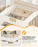 AKOZLIN 5-Tier Jewelry Box Leather Jewelry Storage Organizer with 4 Drawers Lockable for Women Girls Ring Necklace Earring Bracelet Watches Holder with Mirror White by TinyTreasures Baby Boutique
