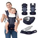 BabbleRoo Grow Carrier – Safety-Certified 6-in-1 Baby Carrier with Hip Seat, Ergonomic & Adjustable Toddler Carrier 7-50 lbs with Hip Support, Hood for Sun Protection, Newborn to Toddler, Navy Hearts by TinyTreasures Baby Boutique