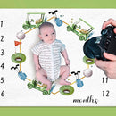 Golf Print Baby Monthly Milestone Blanket Newborn Baby Boy Green Gender Neutral Newborn and Nursery Essentials Personalized Ideas for Nursery Decor (Green, Golf) by TinyTreasures Baby Boutique