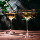 Vintage Crystal Champagne Coupe Gold Rim Glasses | Set of 2 | 7 oz