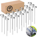 40 Pack Heavy Duty 8 Gauge Galvanized Landscape Fabric Pins, 6 Inch G-Shaped Round Top Weed Barrier Stakes for Garden, Erosion Control, Tent, Ground Cover (Silver) by CozyNest Decor