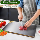 Titanium Cutting Board for Kitchen, Cutting Board Double Sided Food Grade, Pure Titanium and Natural Bamboo, with Deep Juice Grooves, Large Size 15.6”×11” by CozyNest Decor