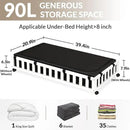 2 Pack Bamboo Under Bed Storage with Wheels, 39”x20”x7.8” Lager Under Bed Storage Containers (White) by CozyNest Decor