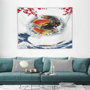 Houselerax Koi Fish Tapestry, Japanese Style Yin Yang Big Wave Cherry Blossoms Tapestries Wall Hanging for Bedroom Living Room Office Decor 40"x30" by CozyNest Decor