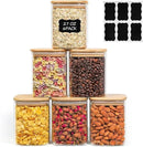 ComSaf 0.8 Qt Glass Food Storage Jars Set of 6, Clear Storage Containers with Airtight Lids, Pantry Organization Jar, Spice Jar, Blooming Tea, Oat, Coffee and Sugar Container, Canister Set for Kitchen by CozyNest Decor