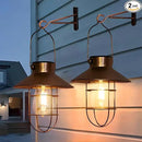 pearlstar Solar Lanterns Outdoor Metal Solar Powered Hanging Lights Waterproof for Barn Wall Yard Garden Patio Garage Balcony Porch Fence Decor, Warm White Edison Bulb (Copper-2pack) by CozyNest Decor