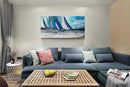 Arjun Blue Abstract Wall Art Canvas Teal Ocean Sailboat Picture Modern Turquoise Coastal Nautical Painting, Extra Large 58"x29" Framed Textured Artwork for Living Room Bedroom Home Office Wall Decor by CozyNest Decor