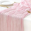 Sioloc 1 Pack Light Pink Cheesecloth Table Runner Fall Autumn Decor for 10ft(35" x120" ) Table Cloth for Tea Wedding Birthday Party Baby Bridal Shower Halloween Thanksgiving by CozyNest Decor