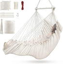Outerman Hammock Chair, Hanging Chair with 3 Cushions and Foot Rest Support, Sturdy Metal Spreader Bar Max 440 Lbs, Swing Chair for Bedroom, Indoor & Outdoor, Patio, Porch or Tree（White） by GreenHaven Gardens