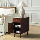 HULALA HOME End Table with Drawer and Charging Station, Modern End Table with USB Ports and Outlets, Wooden Side Table with Storage-Walnut by CozyNest Decor