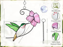 Lolitarcrafts Hummingbird with Flower Stained Glass Suncatcher Bird Stained Glass Window Hangings Hummingbird Gift for Home Decor (Green with Flower) by GreenHaven Gardens
