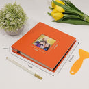 RECUTMS Small Photo Album Self Adhesive Scrapbook Magnetic Photo Albums for 4x6 5x7 8x10 Pictures for Baby Family Wedding 40 Pages with Metal Pen and Plastic Board (Orange) by TinyTreasures Baby Boutique
