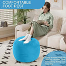 MeMoreCool Round Stuffed Pouf Ottoman Foot Rest, Floor Pouf Foot Stool with Soft Foam Chunk Filling, Small Round Ottoman Footstool Circle Footrest for Living Room, Blue by CozyNest Decor