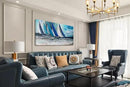 Arjun Blue Abstract Wall Art Canvas Teal Ocean Sailboat Picture Modern Turquoise Coastal Nautical Painting Large 40"x20" Framed Textured Artwork for Living Room Bedroom Bathroom Home Office Wall Decor by CozyNest Decor