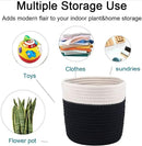 6.5 inch Planter Baskets for Indoor Planters Cotton Rope Flower Plant Pots Cover,Woven Storage Baskets for Crafts,Organization Modern Home Decor H6 3/4" x W6 1/2" Black&White by CozyNest Decor