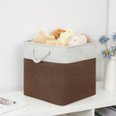 Bidtakay Collapsible Rustic Cube Storage - Brown Cloth Baskets with Handles, 13x13x13 Inch, Set of 3 Fabric Storage Bins by TinyTreasures Baby Boutique