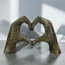 Top Brass Large Rustic Heart Hands Sculpture, 9 3/4” Resin Love Statue – Romantic Decor Accent for Shelf or Mantel – Perfect for Wedding, Valentine's Day or Anniversary (Rustic Wood Grain) by CozyNest Decor