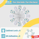 4our Kiddies Child Safety Cabinet Locks for Babies (6 Pack), Child Proof Latches for Cabinets and Drawers Doors, Baby Proofing Cabinet Strap Locks for Cupboard and Closet with 6 Pcs Extra 3M Adhesives by TinyTreasures Baby Boutique