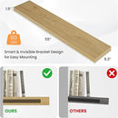 Floating Shelves for Wall, 55"W x 9.3"D x 1.5"H, Long Wooden Wall Mounted Display Shelves with Invisible Brackets for Living Room, Bedroom, Bathroom, Kitchen Decor and Storage, Set of 1, Oak by CozyNest Decor
