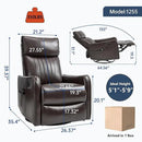 Manual Swivel Rocker Recliner Chair for Adults, Overstuffed Reclining Glider Chair for Nursing with Vibration Massage & Heat, Living Room Rocking Recliner 2-Stage backrest, Faux Leather Brown by CozyNest Decor