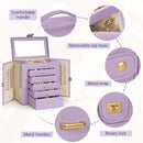 AKOZLIN Extra Large 6-Tier Jewelry Box Organizer Functional Huge, 5 Drawers Leather Jewelry Storage Case for Women Girls Ring Necklace Earring Bracelet Holder Organizer with Mirror Violet by TinyTreasures Baby Boutique
