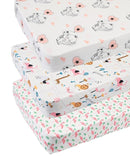 Pack n Play Sheet Stretchy Fitted Portable Mini Crib Sheets Set 3 Pack,Playard Sheets Convertible Playard Mattress Cover,Ultra Soft Jersey Material,Flamingo Elephant & Lion by TinyTreasures Baby Boutique