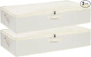Underbed Storage Box, Clothes Organizer With Sturdy Structure and Reinforced Handles for Blanket, Sheets, Pillows, Towels, Shoes, Beige, 2 Pack, 31.5 x 15.7 x 5.9 Inch by CozyNest Decor