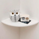 Corner Shelf, White Solid Oak Wood Floating Corner Shelves Wall Mount Round End Floating Speaker Rack Display Shelf for Small Plant Photo Frame (White, 7in) by CozyNest Decor