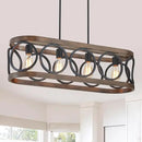 XINGQI Rectangular Linear Kitchen Island Chandeliers Over Table 32.7" Black Pendant Lighting Fixtures Farmhouse 4-Light for Dining Room Bar Office Coffee Shop, Black Wood Grain by CozyNest Decor