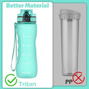 OLDLEY 25 oz Water Bottle, Motivational Water Bottle with Time Marker, Sports Water Bottle With Strap, Leakproof & BPA Free Large Water Bottles for School, Gym, Travel, Outdoor, Tritan,Green by CozyNest Decor