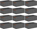 GhvyenntteS Small Fabric Storage Bins 12 Pack, 11.8" x 7.87" x 5.11" Storage Basket with Leather Handles, Closet Storage Bins for Shelves, Storage Baskets for Shelves, DVD Storage (Grey) by CozyNest Decor