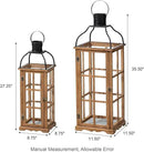Glitzhome Set of 2 Oversized Farmhouse Wood Lanterns with Metal Top Decorative Hanging Candle Lanterns for Home Décor, Natural (No Glass) by CozyNest Decor