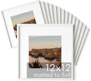 HAUS AND HUES Square Picture Frames 12 x 12 Set of 15 - Photo Gallery Wall Frame Set, Wood Frames With Mat, White Oak by CozyNest Decor