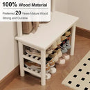 Coat Rack with Shoe Storage, Narrow Wooden Hall Tree with Bench, 11 Hooks and 2-Tier Storage Shelves, 3-in-1, Entryway Bench with Coat Rack (23.6"-Deep White) by CozyNest Decor