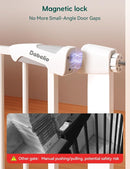 Babelio 29-43" Magnetic Baby Gate for Stairs,Doorways House,Kitchen,30" Tall Pet Barrier with Baffles,Pressure Mounted & Dual-Lock Design Safety for Kids Toddler,Auto-Close/Hold-Open,White by TinyTreasures Baby Boutique