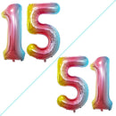 GOER Number 15 Balloons for 15th Birthday Sweet 15 Party Decorations,42 Inch Jumbo Foil Helium 51 Balloons for 51st Birthday Party Decoration (Rainbow) by TinyTreasures Baby Boutique
